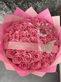 eternal rose bouquet - plain pink with written wrap- Happy birthday Bouquet