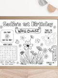 Wild Flowers Birthday Party Favor | Onederful Flower Party Activity Sheet | Wild Flower First Birthday | Kids Coloring birthday flower