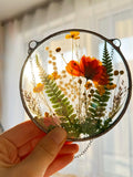 Stained Glass Pressed Flower Frame: Botanical Suncatcher Wall Art birthday flower