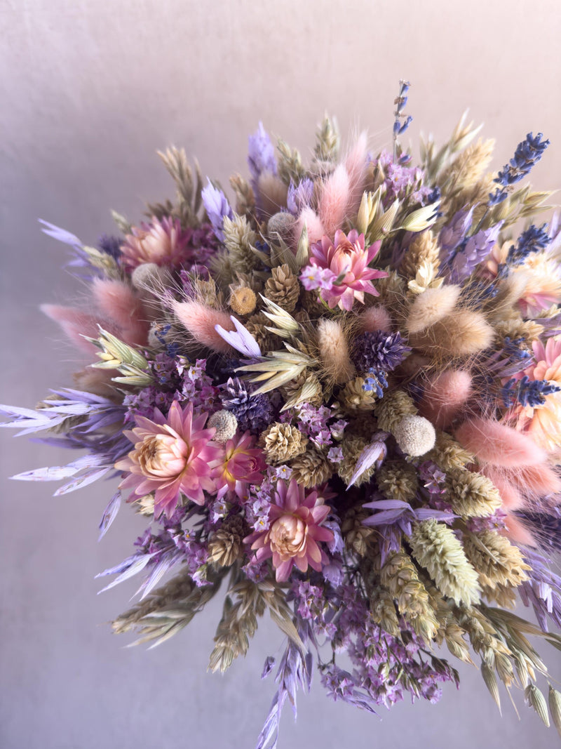 Lilac Blush Dried Flower Bouquet: Spring Wedding Bridal, Bridesmaid wedding flower