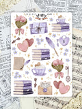 Valentine's Day Sticker Sheet | Romantic Vintage Sticker Sheet, Cozy Academia Journaling Ephemera, Pastel Aesthetic Decor Love Romance Flower