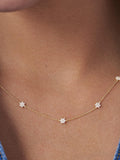 Flower Diamond Necklace, Dainty Solitaire Charm Necklace, Anniversary Gift, 14K Solid Gold Natural Diamond Flower Necklace ANNIVERSARY