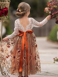 Burnt Orange tulle flower girl dress, Floral Flower Girl Dress, rustic lace flower girl dress, boho flower girl dress, flower girl dress birthday flower