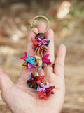 Handmade Silk Flower Key Ring: Cotton Fabric Keychain silk flower