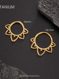 16G Gold TITANIUM Flower Petal Clicker Hoop, Floral Septum Ring, Stylish Daith Earring, Cartilage/Conch/Helix Piercing Jewelry, Special Gift ANNIVERSARY