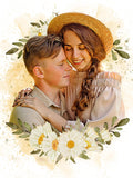 Custom Watercolor Couple Portrait with Florals | Personalized Anniversary Gift | Wedding Digital Art ANNIVERSARY