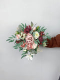 Burgundy and Dusty Rose, Mauve Bridal Bouquet, Boho Wedding Bouquet, Bridesmaid Flower Bouquet,  Design in Rose, Ranunculus and Peony Bouquet