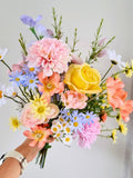 Pastel Wildflower Bridal Bouquet: Yellow, Pink Silk Wedding Flowers wedding flower