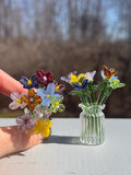Glass Flower Bouquet - Mini Flower Figurine, Glass Artwork Table Centerpiece, Birth Flower Sculpture, Home Decor Gift for Mom & Friends birthday flower