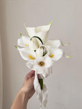 Calla Lily & Tulip Wedding Bouquet: Rustic White Pearl Chain Bouquet