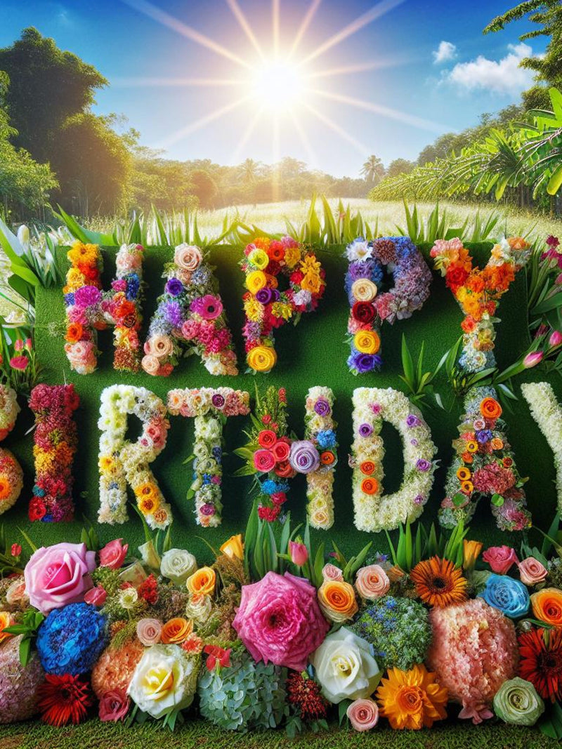 Happy Birthday Floral Art: Downloadable Party Decor (Digital Download) birthday flower