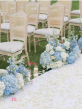 Light Blue Wedding Flower Arrangement, Ceremony Aisle Decor wedding flower