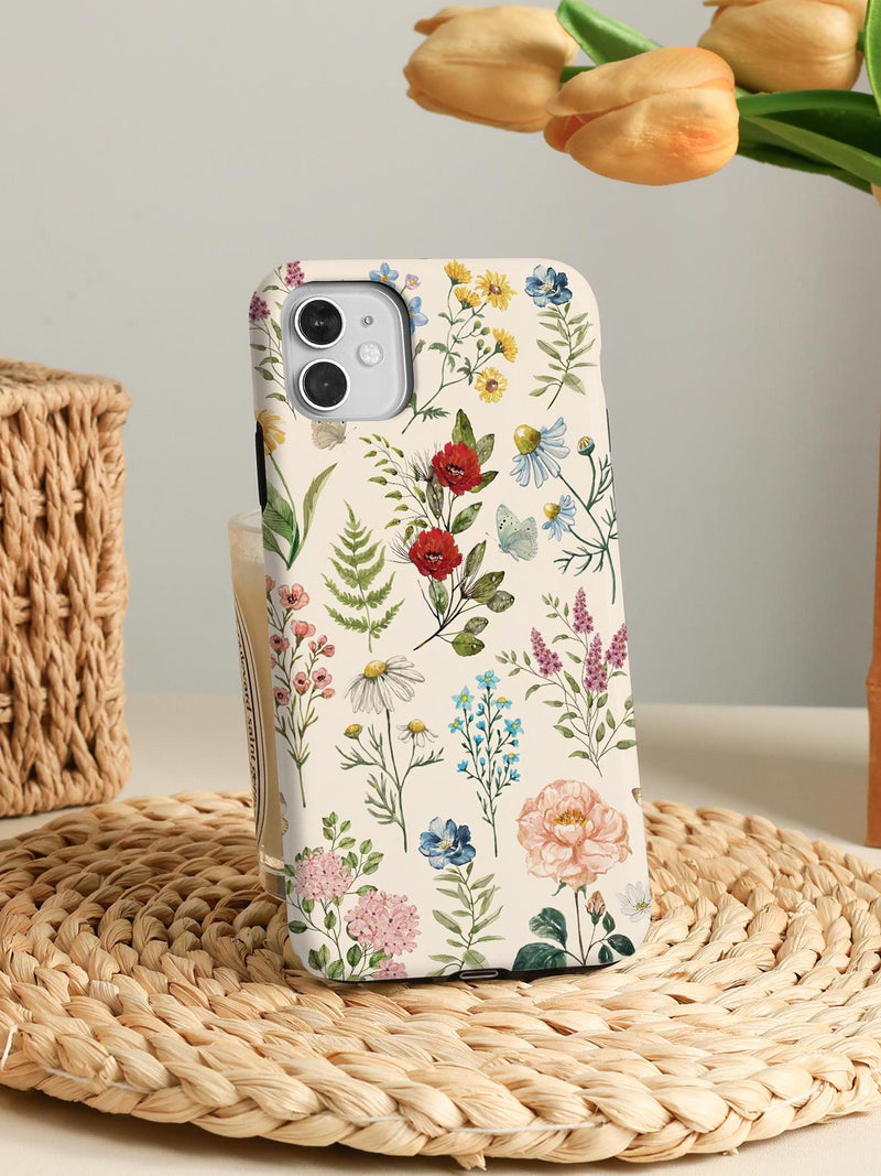 Beautiful Floral Draw Phone Case Slim/Tough Cover for iPhone 17 Pro Max, 2026 iPhone 17e/16e, iPhone Air, 16 15 14 Plus, 13 12 Mini,XS XR SE FLOWER DELIVERY