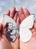 Butterfly keepsake: Personalised Mothers Day gift, silk and crystal. sympathy flower