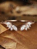 Open Diamond Wedding Band - Delicate Stacking Ring - Curved Matching Band by ManhattanBox wedding flower
