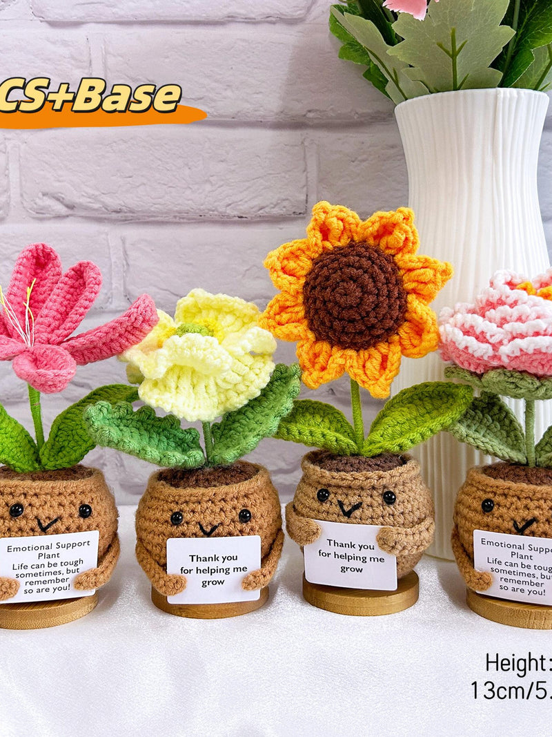 Handmade Crochet Sunflower/Tulip/Corn Poppy/Peony Flower,Emotional Support,Thank You Gift,Crochet Flower,Desk Buddy,Gift For Her/Coworker ANNIVERSARY