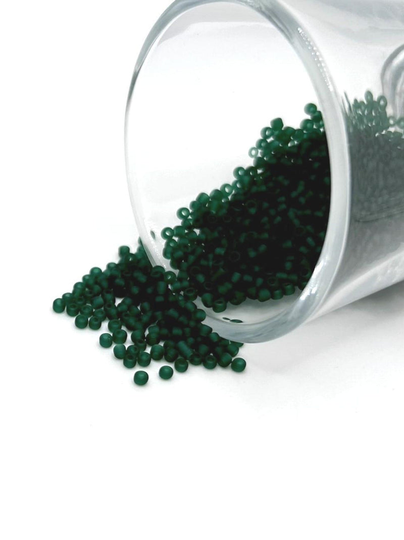 10 or 50 grams Dark Green Frosted 12/0 Glass Seed Beads, Grade A, Bulk Seed Beads, Transparent Red | Ships Quickly from USA | GR1822 seeds bulk