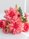 Silk Dahlia Rose Daisy Artificial Flower | Wedding Bouquet Home Decor | DIY Box, Party & Bridal Floral Arrangement Bouquet