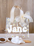 Custom Daisy Bag for Flower Girl,Flower Girl Proposa Gift Bag,Personalized Transparent Gift Bag with Ribbon,Wedding Accessories wedding flower