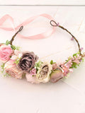 Flower headpiece girls Flower girl flower crown Dusty purple wedding pink Boho hair piece with flowers Hair crown for kids Bridesmaid wedding flower