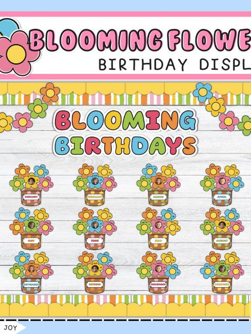 Blooming Flowers Birthday Bulletin Board Kit: Classroom Decor (Digital Download) birthday flower