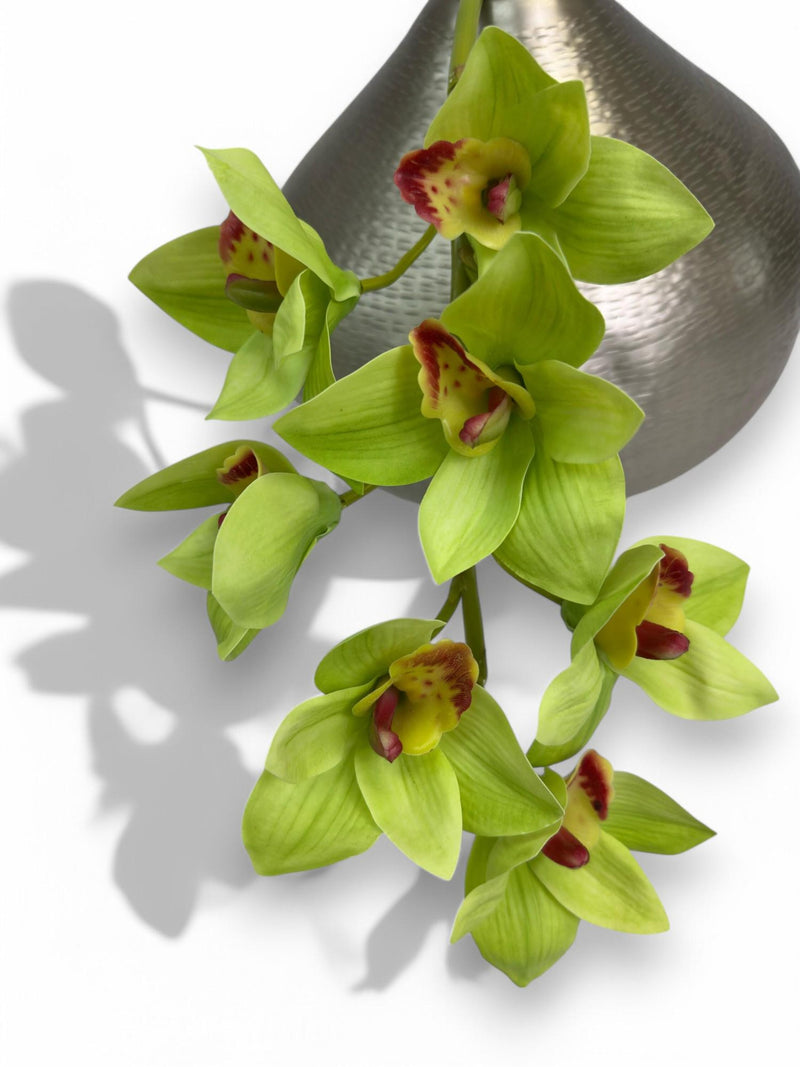 26" Green Cymbidium Orchid Stem: Real Touch Faux Floral faux plants