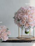Blush Rose & Baby's Breath Bouquet: Artificial Wedding Flowers Bouquet