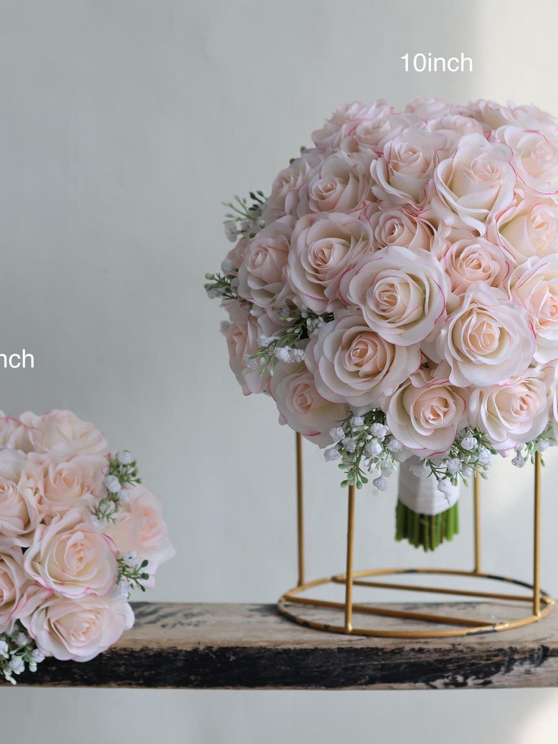 Blush Rose & Baby's Breath Bouquet: Artificial Wedding Flowers wedding flower