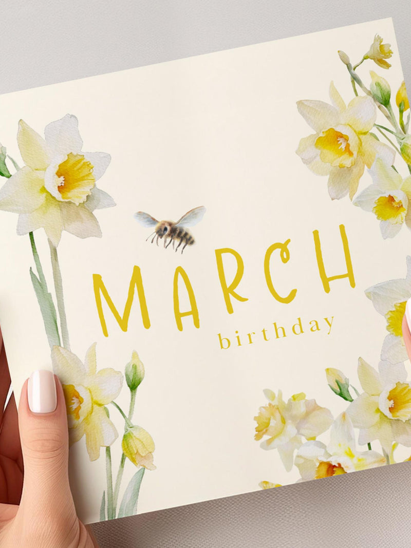 Daffodil March Birthday Card, Birth Flower Floral Card for Her birthday flower
