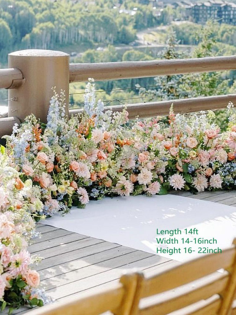 Pastel Wildflower Wedding Aisle Flower Arrangement: Spring Ceremony Decor wedding flower