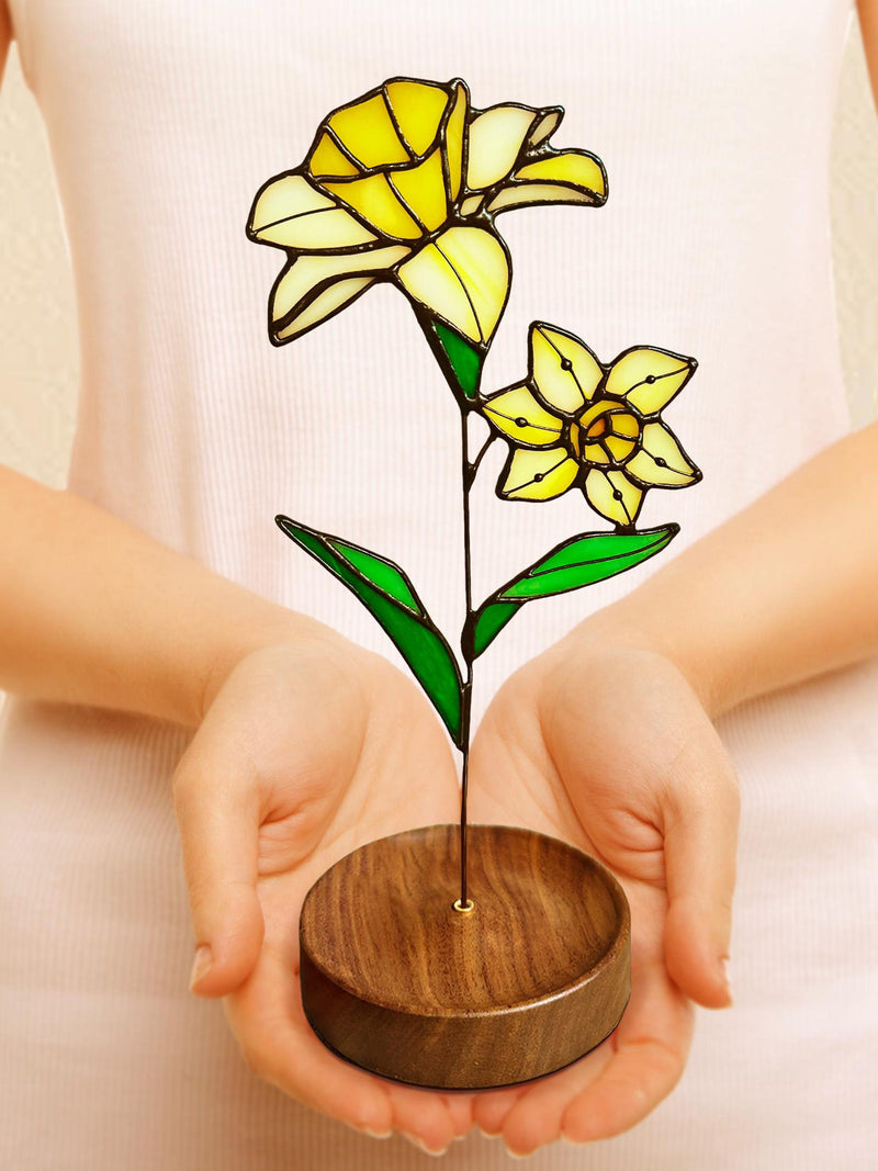 Handmade Stained Glass Daffodil Ð March Birth Flower, Symbol of Love, Strength & Courage Ð Perfect Gift for MotherÕs Day, Birthday Gift FLOWER DELIVERY