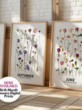 Birth Month Flower Print: Modern Botanical Art (Digital Download) birthday flower