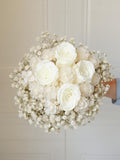 White rose babysbreath dried flower bouquet, hand-made custom original everlasting bouquet, white dream wedding bouquet, bride's bouquet Bouquet