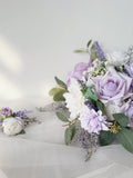 Lavender rose wedding bouquet, Lavender wedding flowers, Spring bridal bouquet bridesmaid bouquet, Lavender & white wedding silk flowers wedding flower