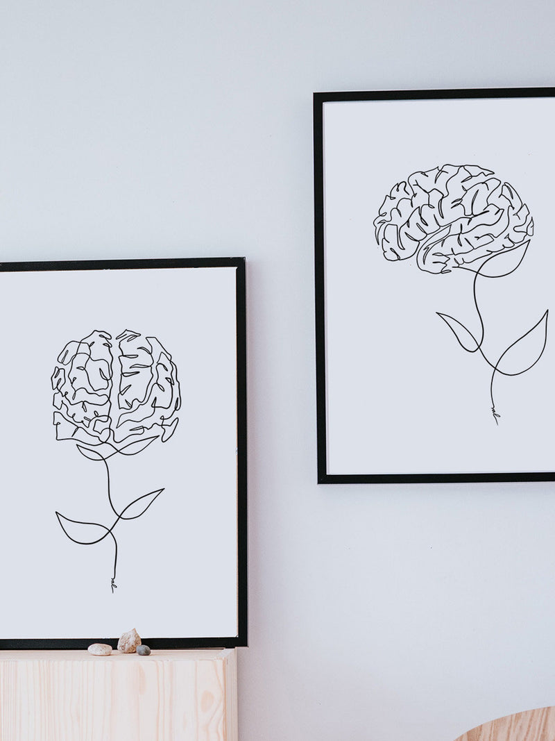 Brain Flower Anatomy Art, Medical Wall Decor Poster Set, Cerebrum Structure Artistic Print, Human Neurocortex Blossom Design, Neural Network FLOWER DELIVERY