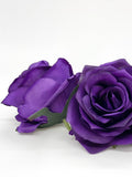 3.5" Artificial Purple Rose Head Dark Purple Silk Flower Dark Purple Artificial Rose Purple Wedding Plum Wedding Eggplant Wedding Flower silk flower