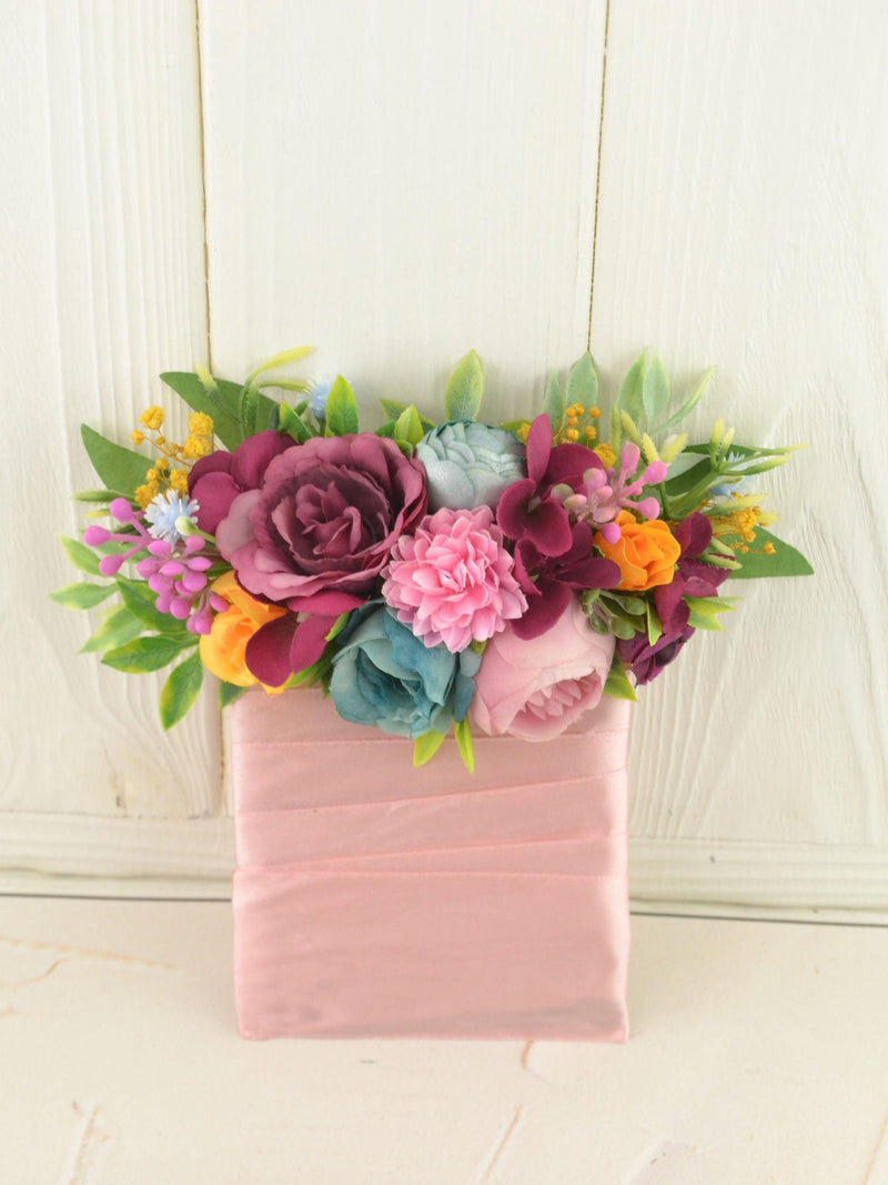 Pink Peony Pocket Boutonniere Orange Blue Flower Corsage Women Beach wedding Flower accessories Pin Boutonniere for Man Flower Boutonniere silk flower