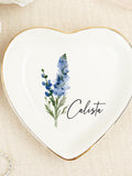 Watercolor Birth Flower Ring Dish: Personalized Ceramic Jewelry Holder FLOWER DELIVERY