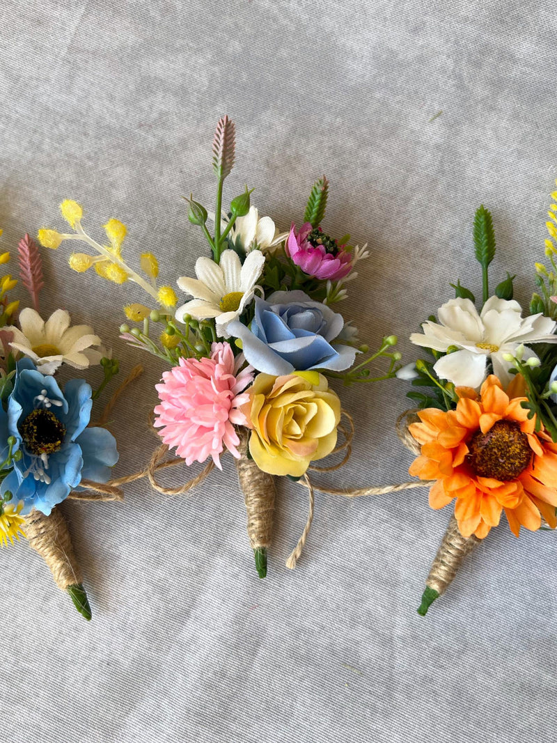 Colorful Wildflower Boutonniere: Rustic Spring Wedding wedding flower
