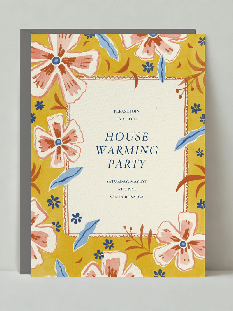 Paperless Post Customizable Housewarming Party Invitation Template | Watercolor Flower, Watercolor, Flower, Floral | Instant Download house warming flower