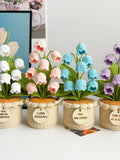 Crochet Flower in Pot, Crochet Lily of the Valley/Tulip/Rose/Sunflower Pot, Graduation Gift, Birthday Gifts, Gift for Her, Christmas gift house warming flower