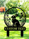 Cutsom Flowers Rabbit Metal Garden Stake Sign, Bunny Garden Signs, Custom Rabbit Yard Stake Sign, Rabbit Memorial Stake, Bunny Lover Gift sympathy flower