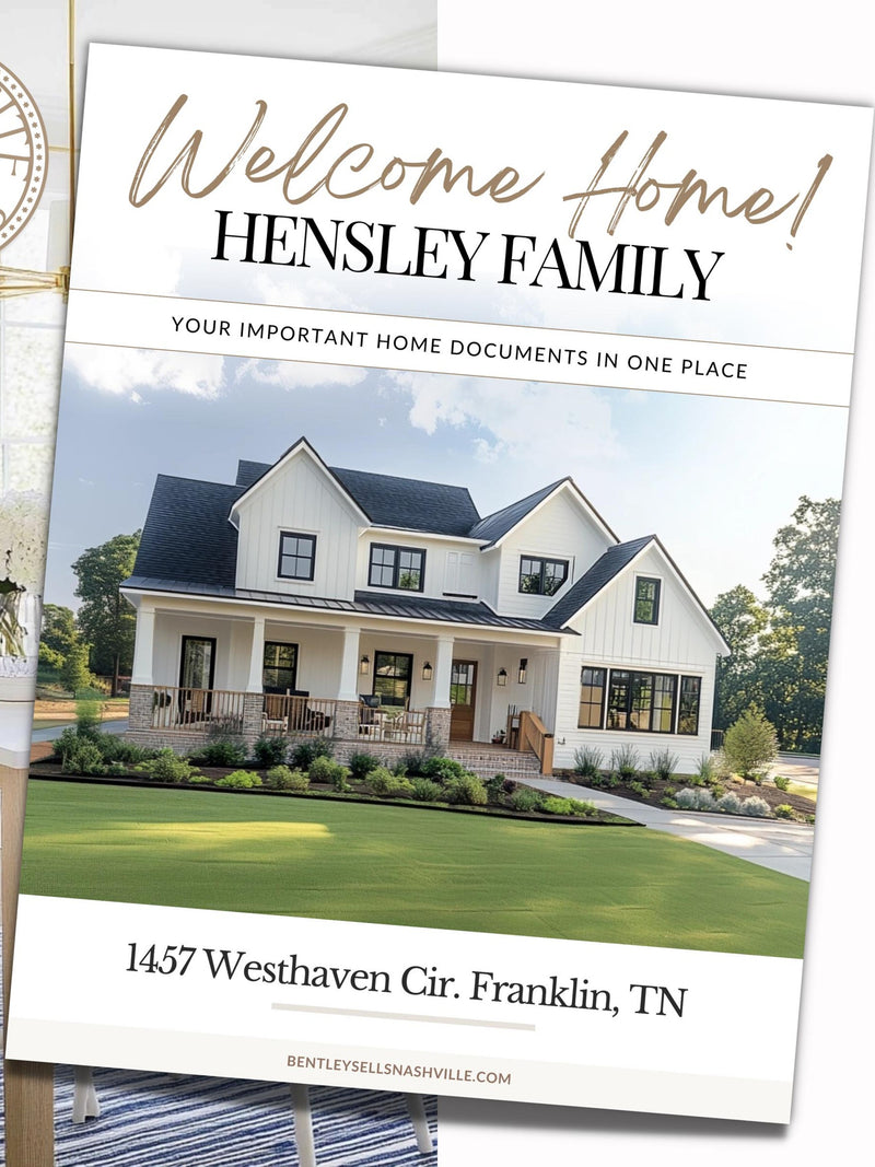 Closing Day Binder Template | New Homeowner Welcome Packet | New Homeowner Gift | Canva | Real Estate Marketing | Homeowner | Closing Gift house warming flower