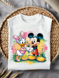 Mickey & Daisy Flower Garden PNG, Springtime Romance Clipart, Cute Cartoon Couple Digital Art, Floral Love Illustration, Instant Download Love Romance Flower