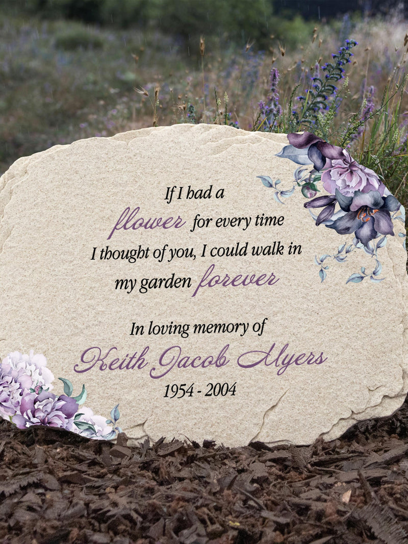 Memorial Garden Stone with Flower Ð Sympathy Gift, Remembrance Garden Decor, Loss of Mom Gift, Loss of Grandma Keepsake, Mom Memorial Gift sympathy flower