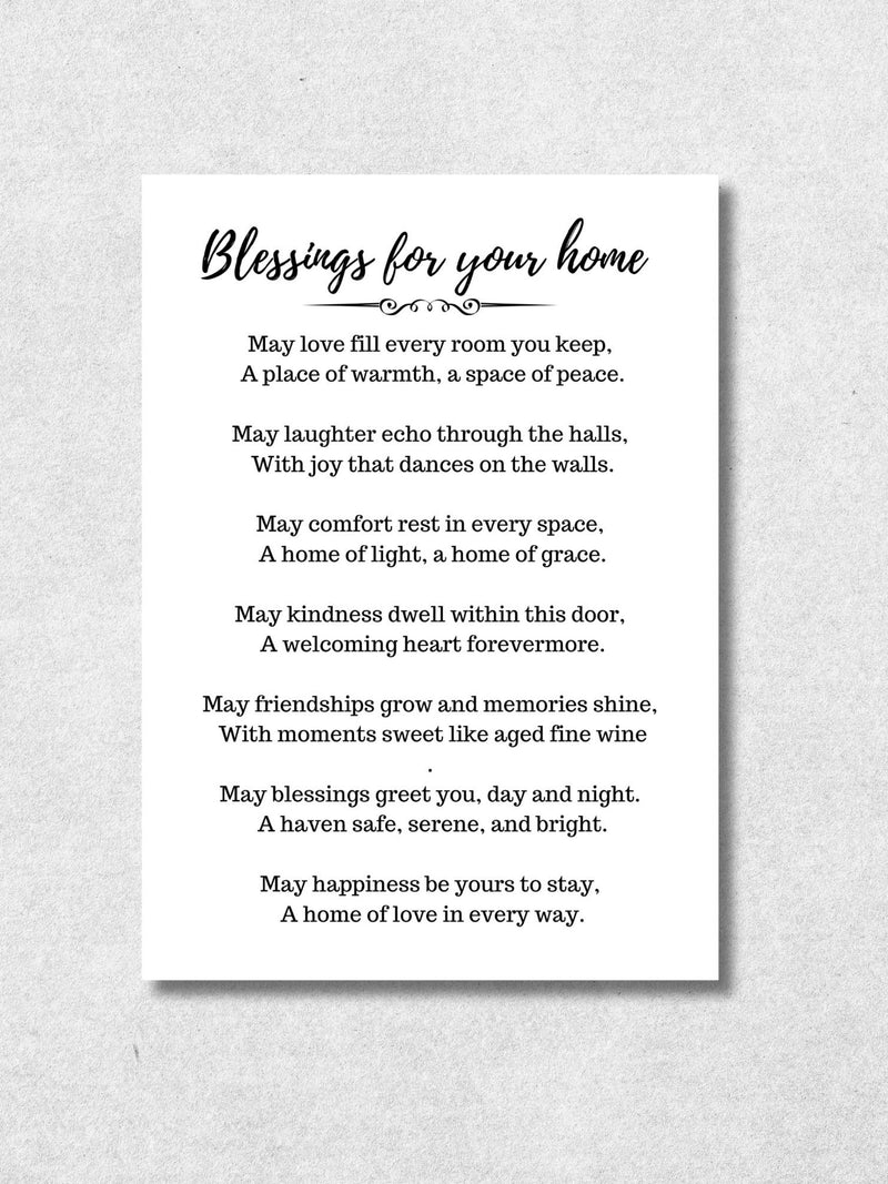 Housewarming Blessing Card Printable New Home Gift Spiritual Home Keepsake Christian Housewarming Gift New Homeowner Congratulations Card house warming flower