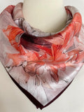 100% Silk Scarf Square Mulberry Silk Bandana Pure Silk Neckerchief Hair Scarf 21Óx21Ó Abstract Flower Silk Square Scarf Gift for Woman Mom silk flower