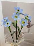 H7.5 inches Forget Me Not Flower, Handmade Glass Flower Bouquet, Glass Ornament Rememberance Flower Bouquet Unique Gift for Her sympathy flower