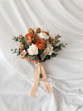 Rustic Orange & Ivory Rose Bridal Bouquet: Handmade Artificial Wedding Flowers wedding flower