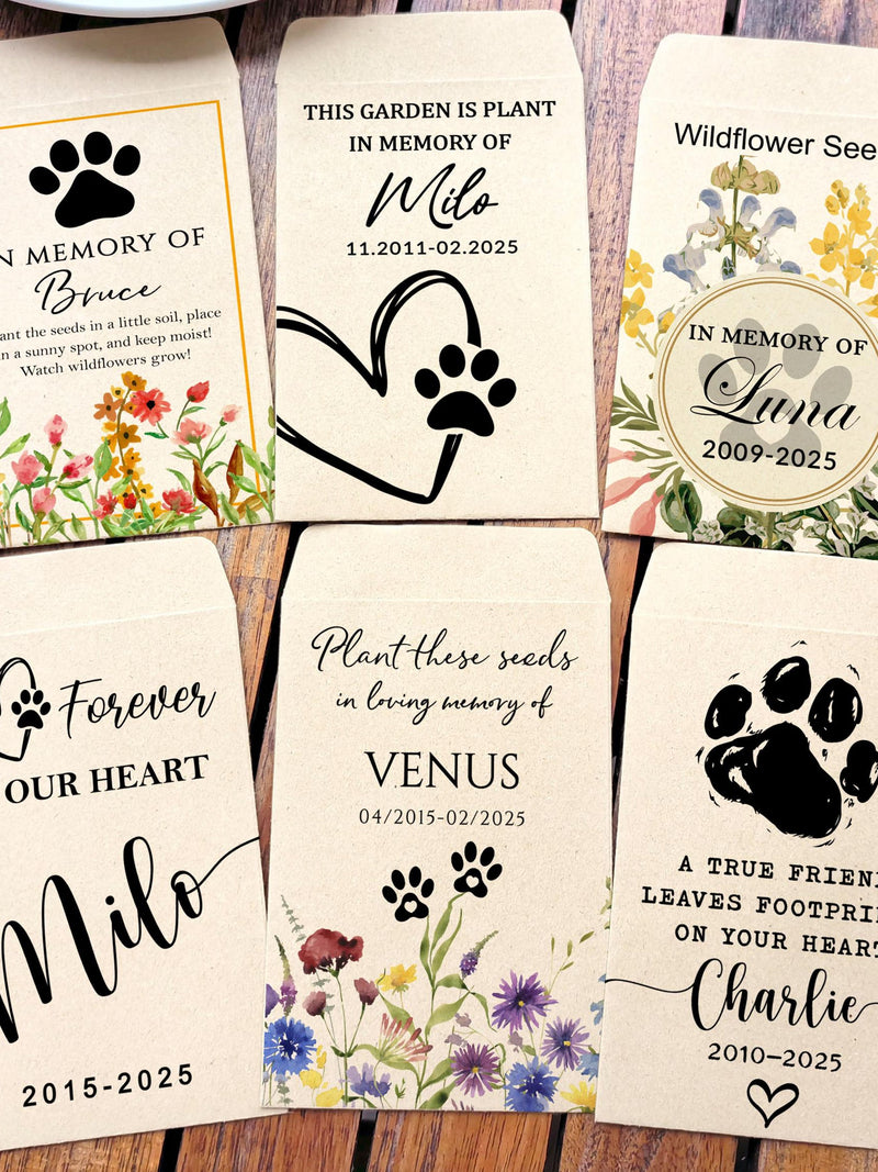 Custom Bloom Loves memories Seed Packets for Dog Lovers/Pet Memorial Sympathy Gifts/Celebration of Life Flower Seed Packet/Cat Memorial Gift sympathy flower